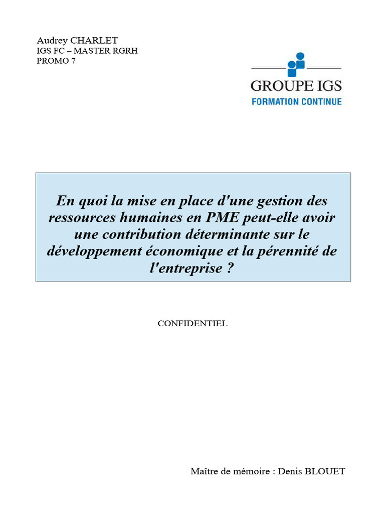 Impact de la GRH sur les PME | PDF | Gestion des ressources humaines ...