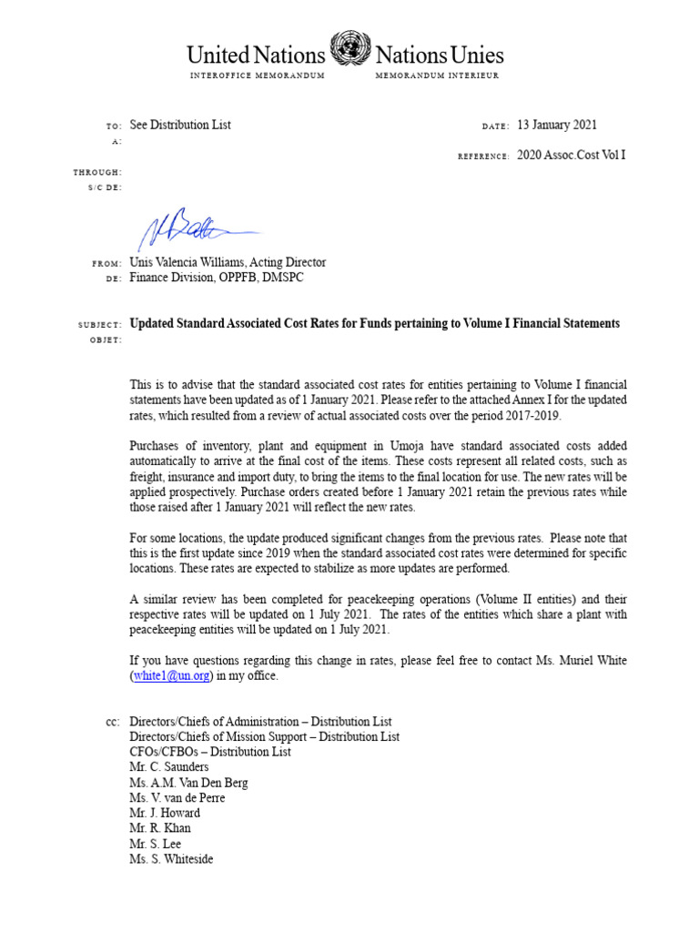 Updated UN Standard Cost Rates 2021 | PDF | Global Politics ...