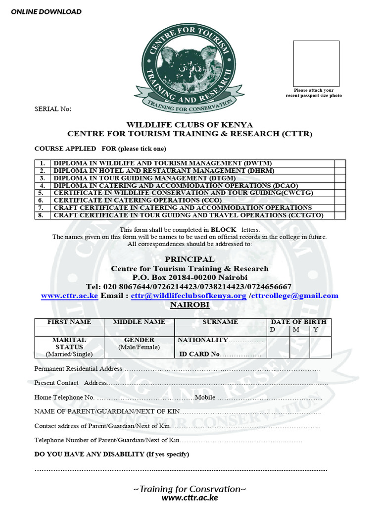 CTTR Course Application Form | PDF