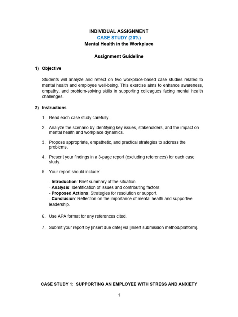 Mental Health Case Studies in Workplace | PDF | Theory | Mental Health