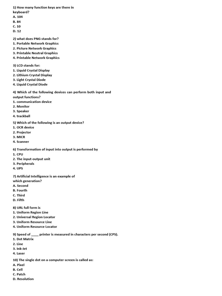 Computer Questions 2 | PDF