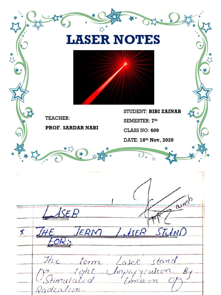 Laser Notes for 7th Semester Students | PDF