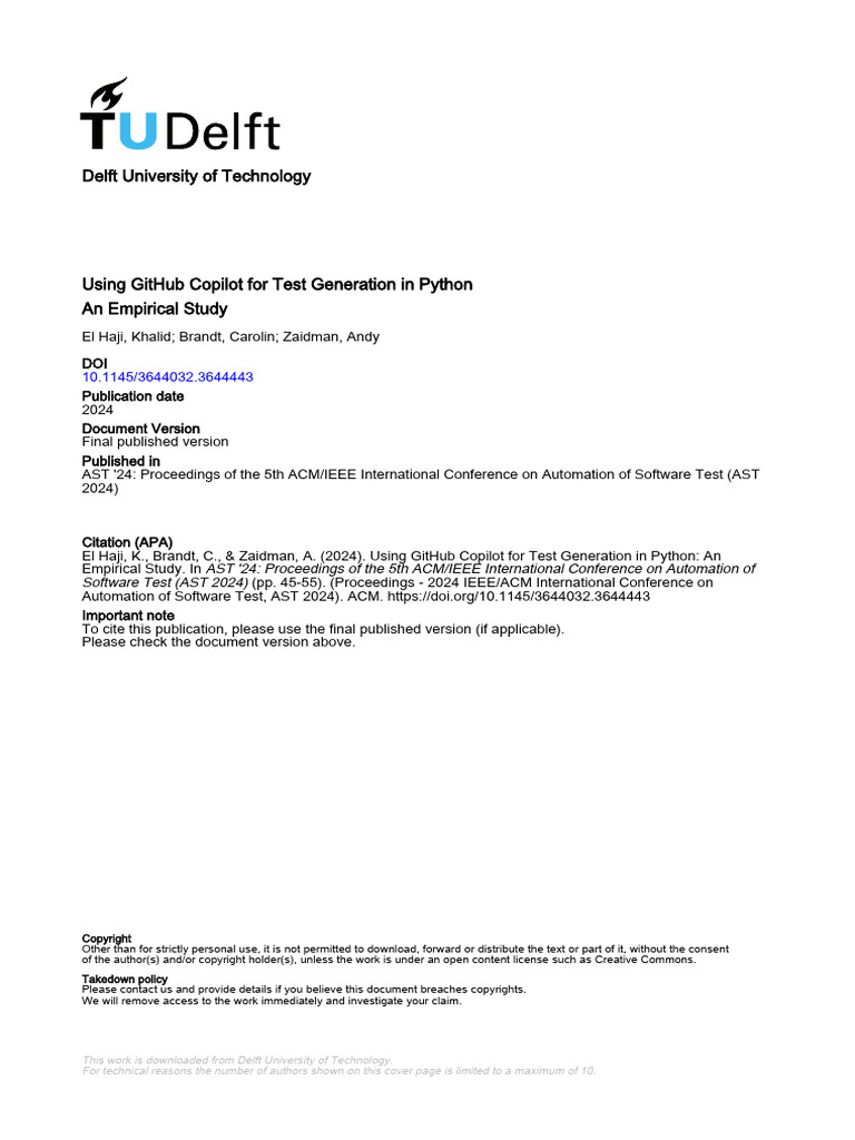 GitHub Copilot for Python Test Generation | PDF | Parameter (Computer ...