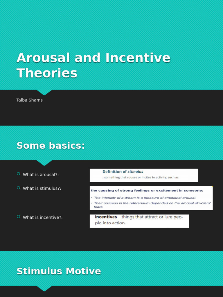 Arousal and Incentive Theories Explained | PDF | Motivational | Motivation
