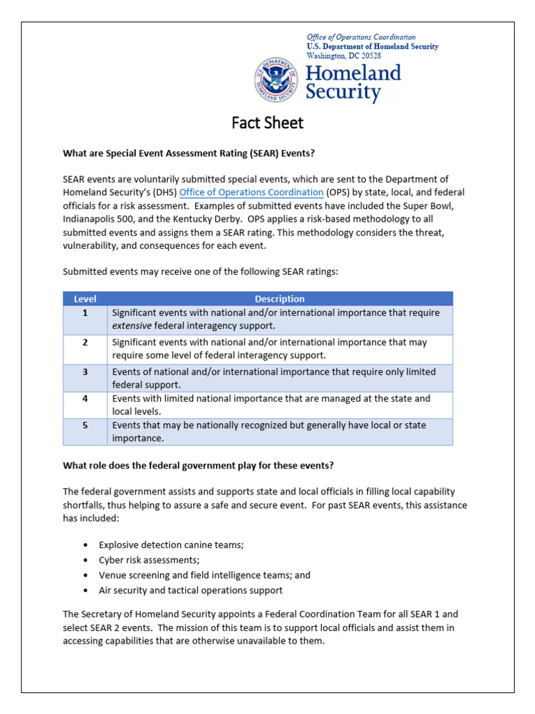 SEAR Event Ratings Explained | PDF | United States Department Of ...