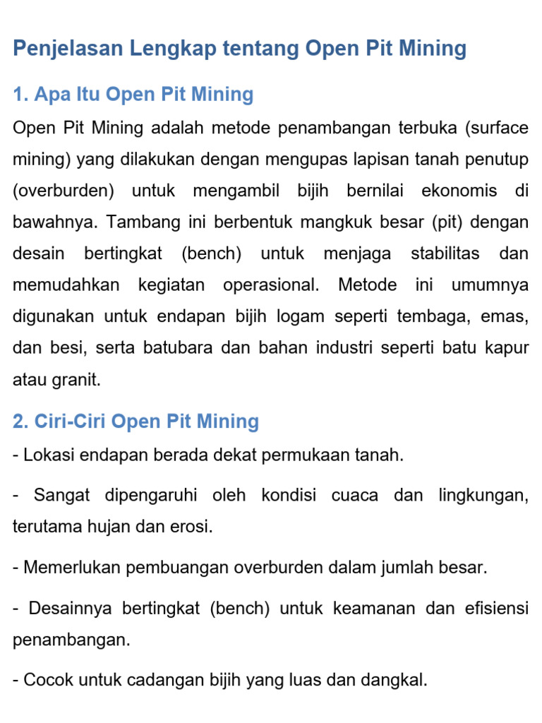 Open Pit Mining Sahrul | PDF
