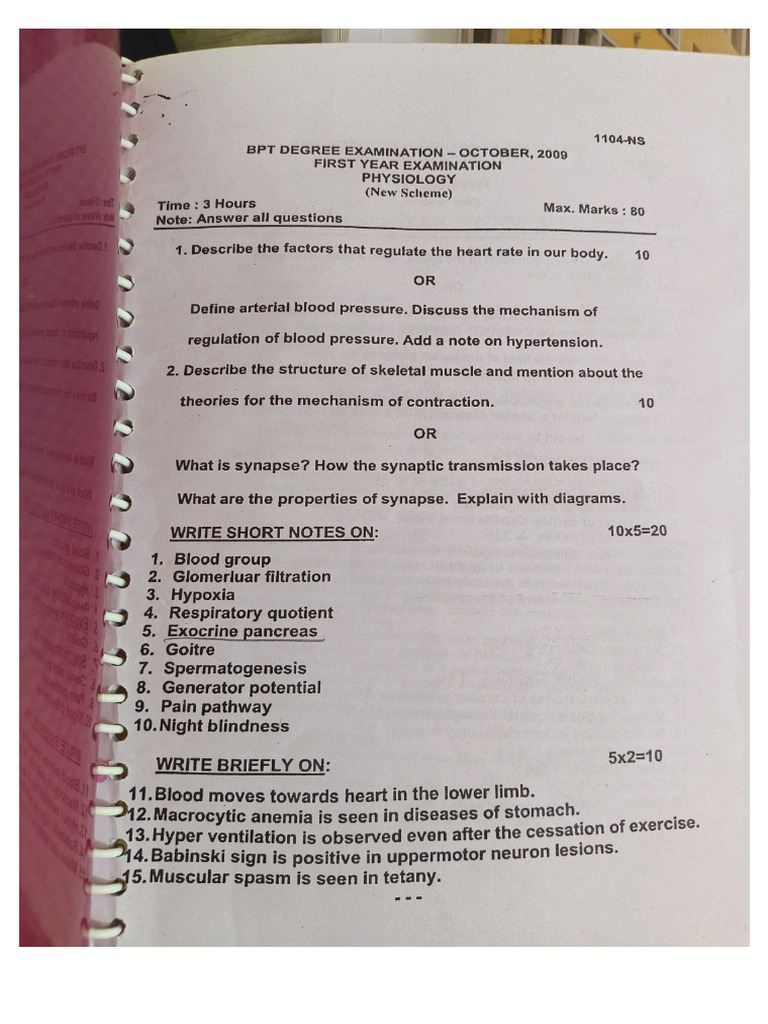 BPT 1st Year Questions | PDF