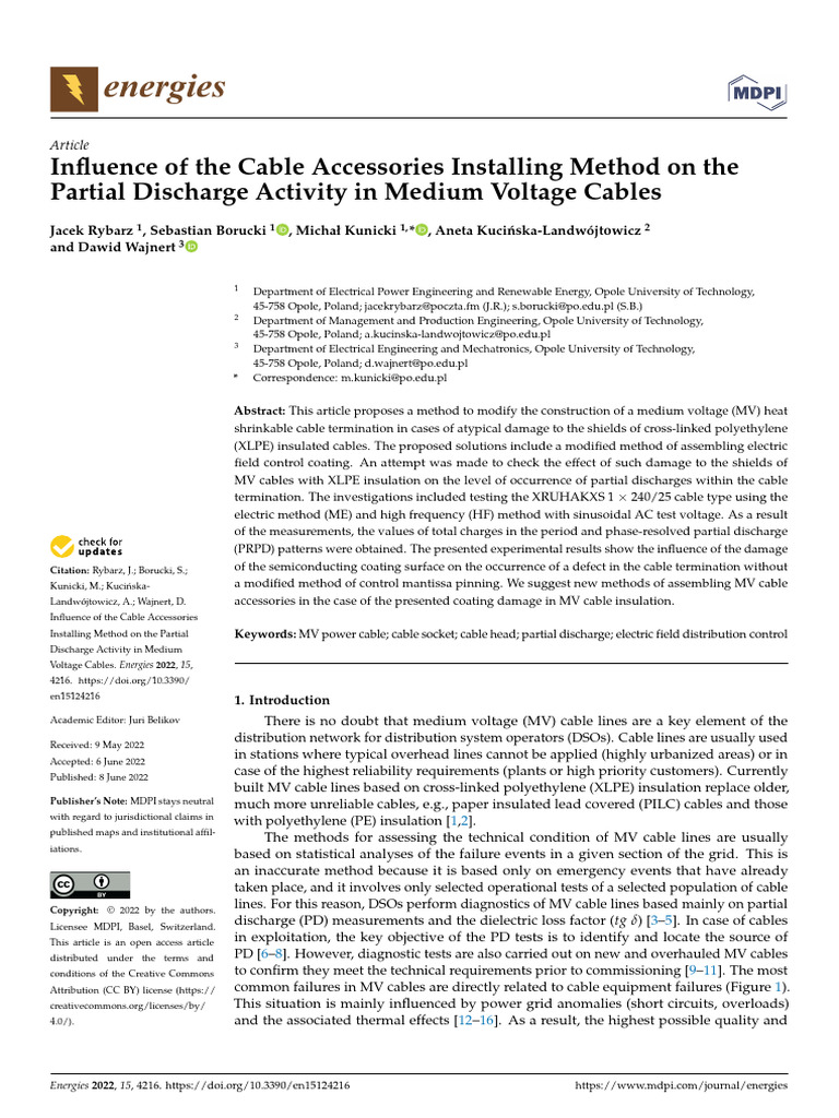 Cable Installation Impact on Partial Discharge | PDF | Insulator ...