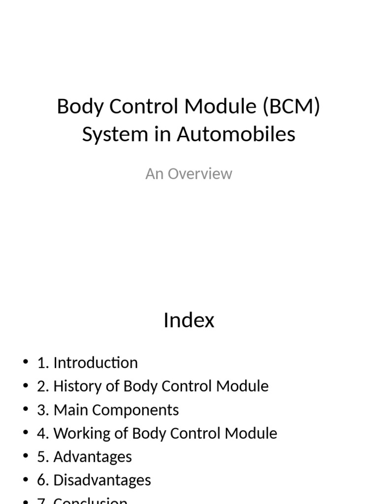 Body Control Module Presentation | PDF