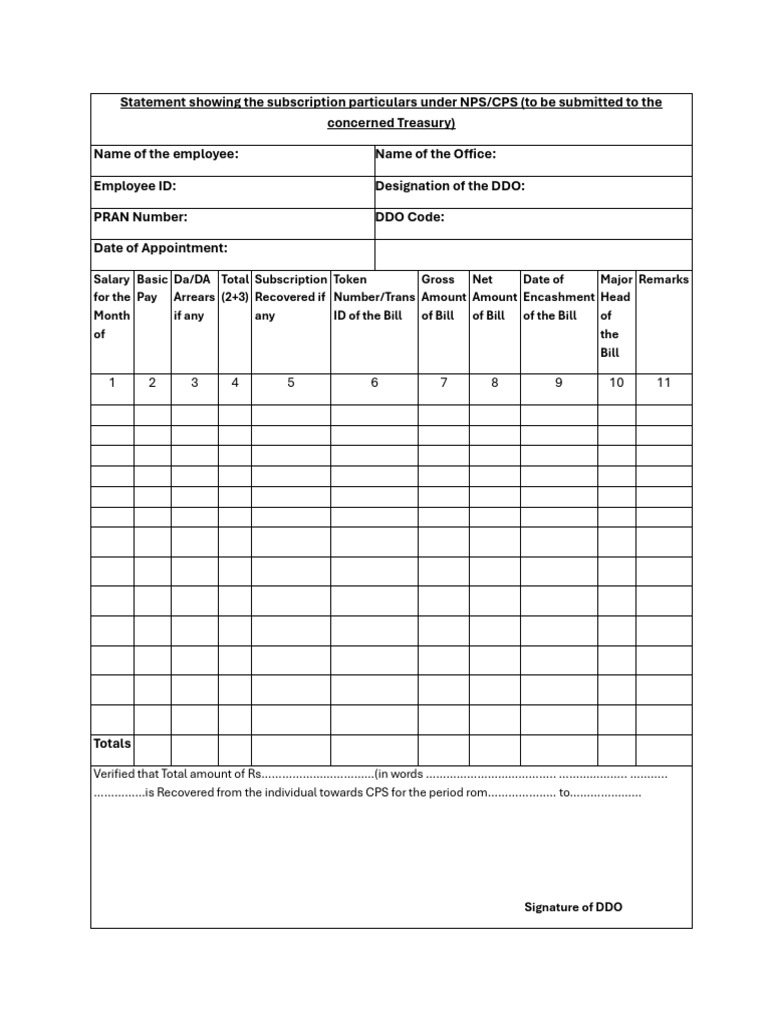NPS/CPS Subscription Statement | PDF