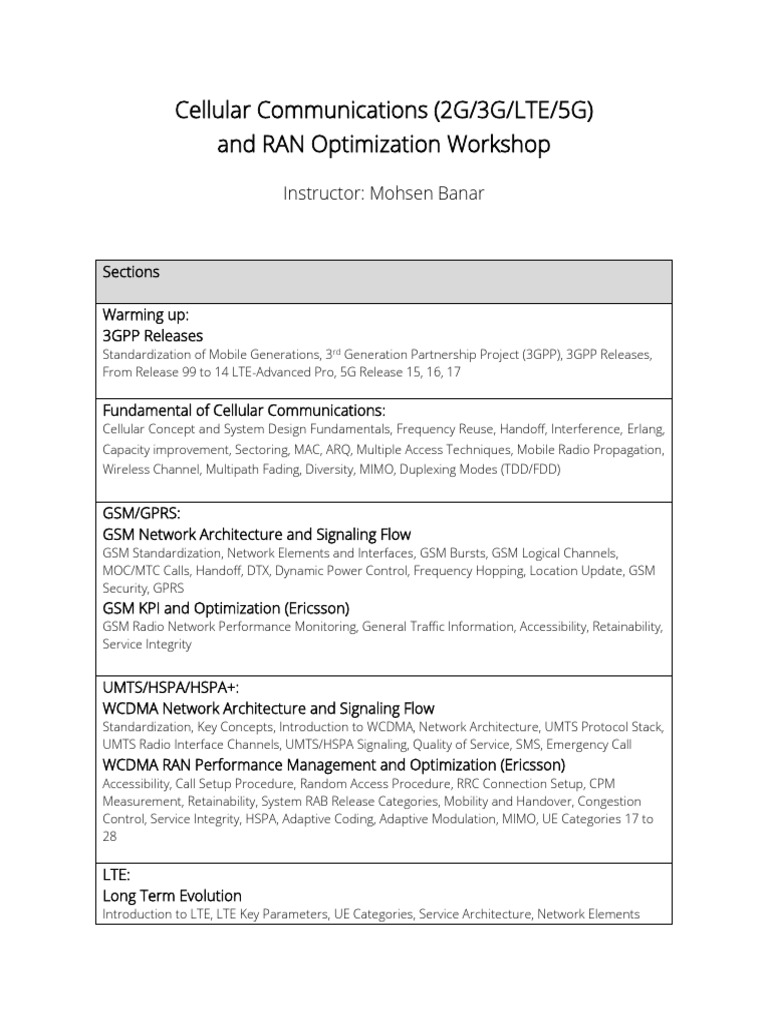 Cellular Communications Workshop Overview | PDF | Lte ...