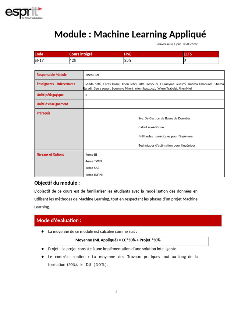 Évaluation du module Machine Learning Appliqué | PDF | Apprentissage ...