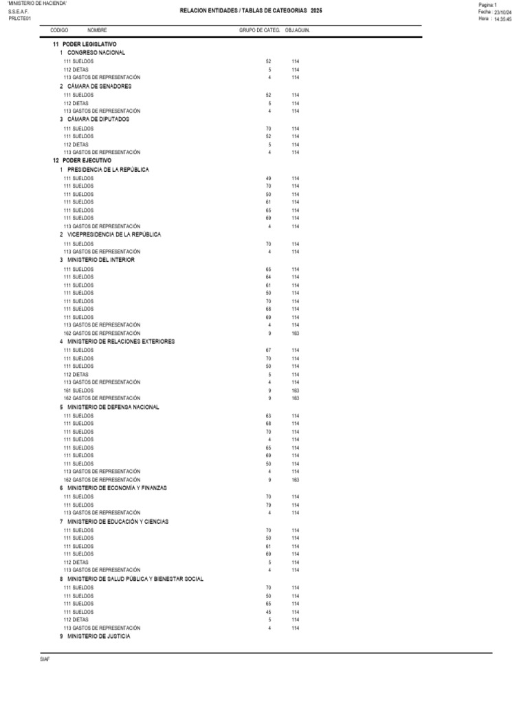 Relación de Entidades y Categorías 2025 | PDF | Gobierno