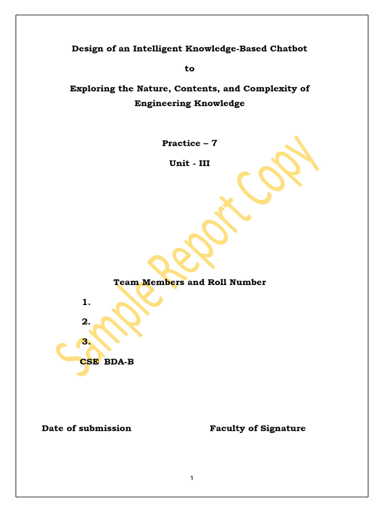 Sample Report - Practise 7 | PDF | Knowledge | Engineering