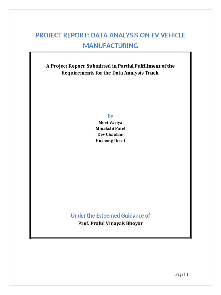 Data Analysis in EV Manufacturing Report | PDF | Data Analysis | Data