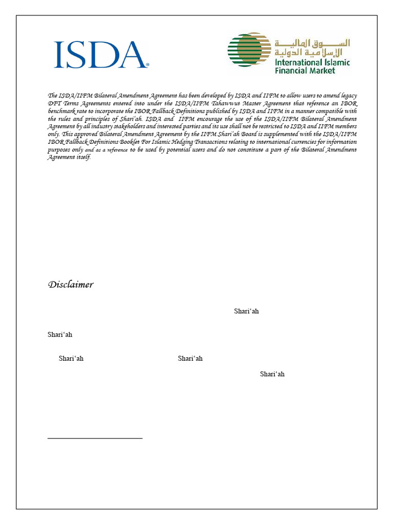ISDA/IIFM Bilateral Amendment Agreement | PDF | Swap (Finance ...