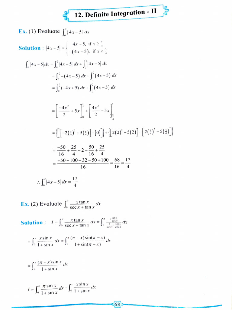 Intégration Définie : Exemples et Solutions | PDF