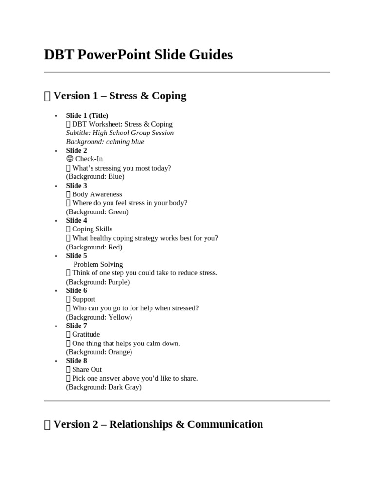 DBT Slide Guides for High School Sessions | PDF | Dialectical Behavior ...