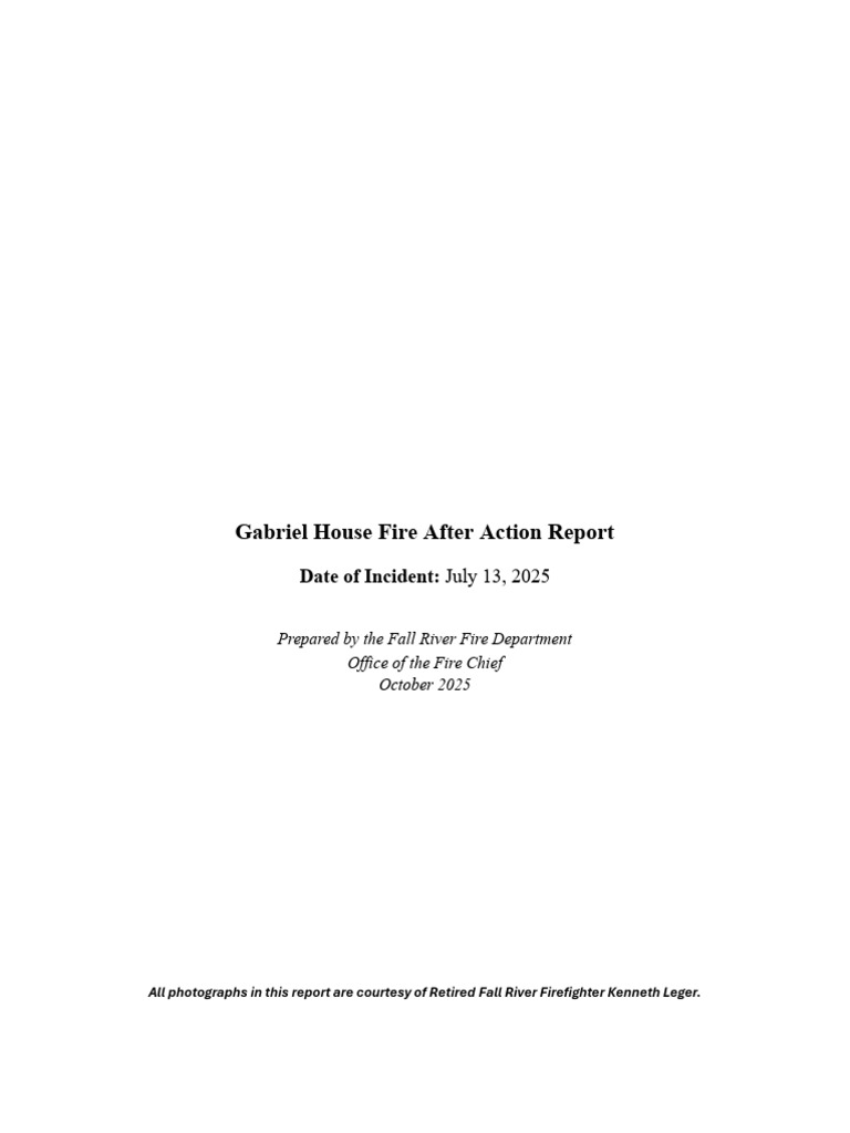 Gabriel House After Action Report Fall River Fire Department | PDF ...
