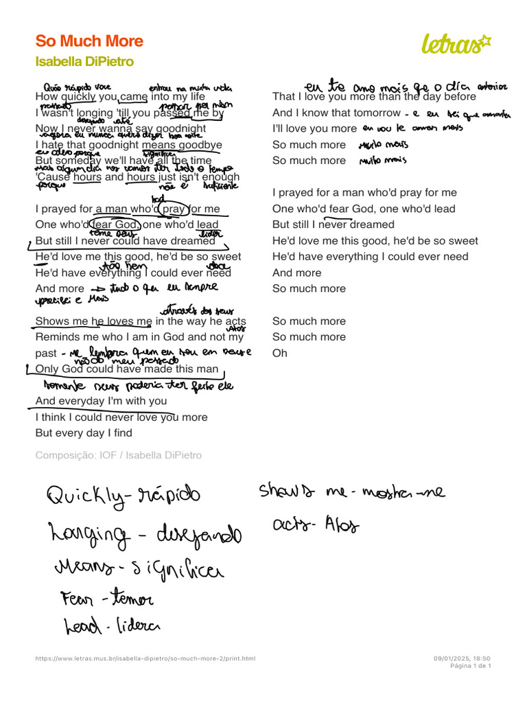 SO MUCH MORE - Isabella DiPietro Impressão | PDF