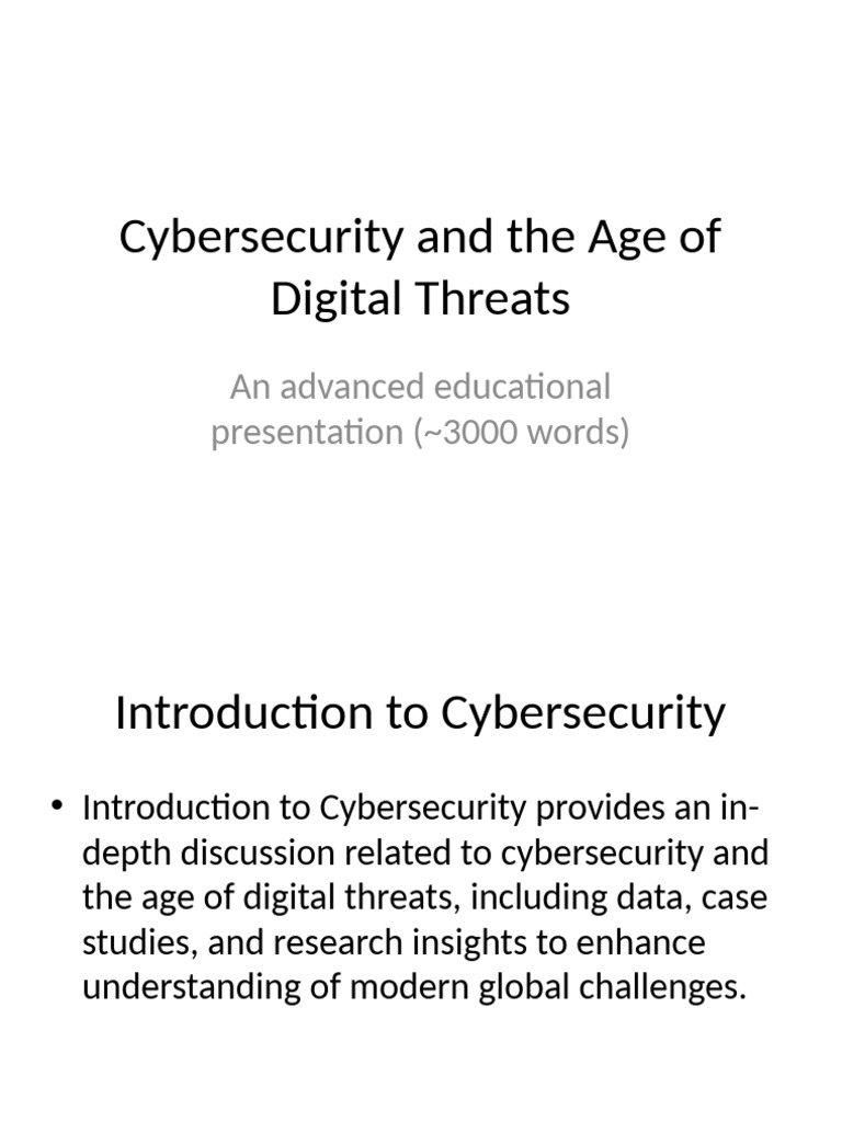 Cybersecurity and The Age of Digital Threats | PDF | Security ...