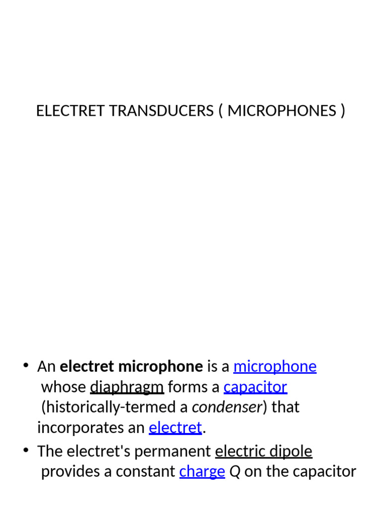Electret Microphones: Types & Principles | PDF | Microphone | Capacitor