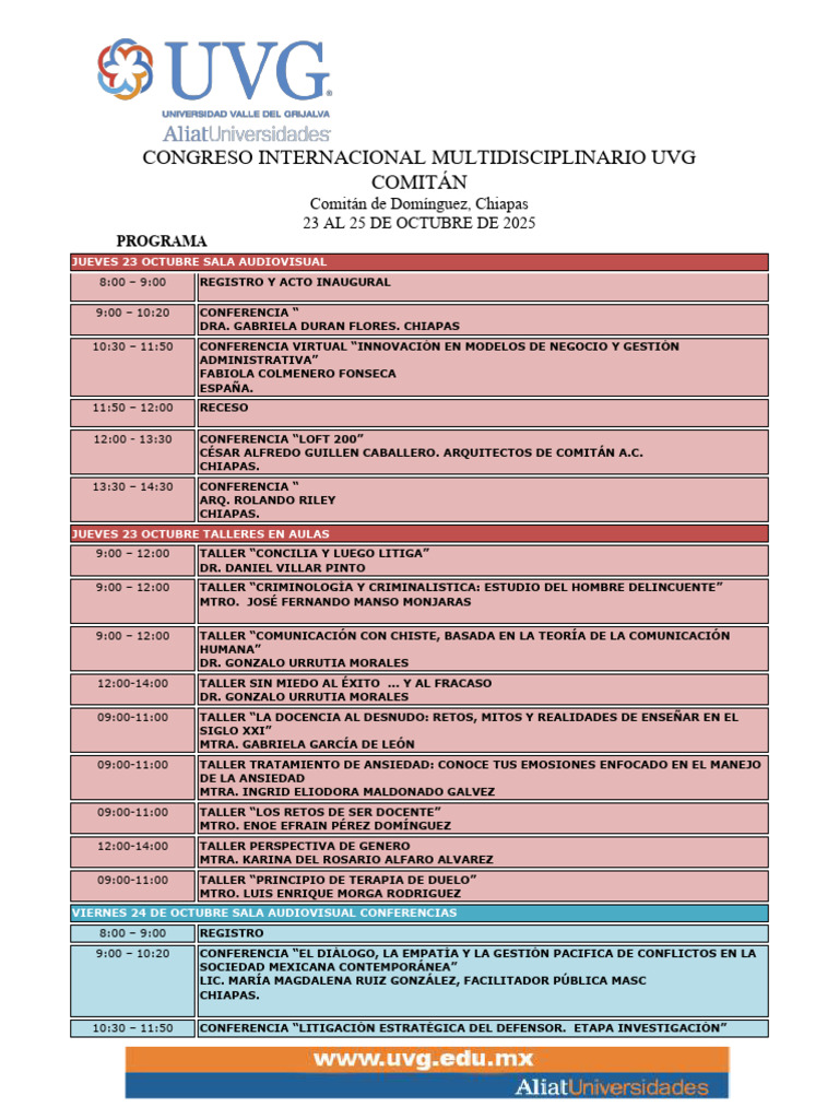 Congreso Internacional UVG 2025 en Chiapas | PDF | Entorno natural ...