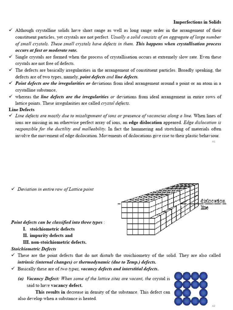 Defects in Crystalline Solids Explained | PDF | Ion | Salt (Chemistry)