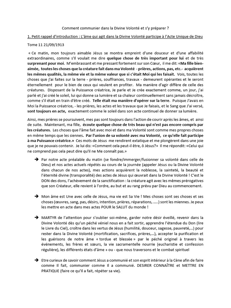 Communier dans la Divine Volonté | PDF | Eucharistie | Dieu