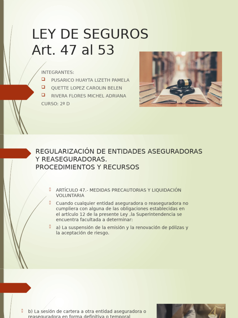 Ley de Seguros 47-53 | PDF | Reaseguro | Seguro