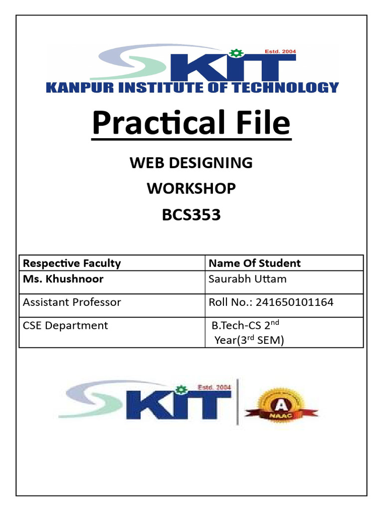 Web Designing Workshop Practical File | PDF