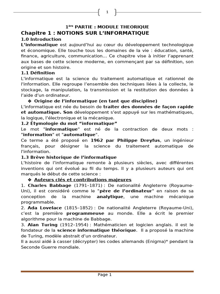 Introduction à l'informatique et ordinateurs | PDF | Imprimante ...