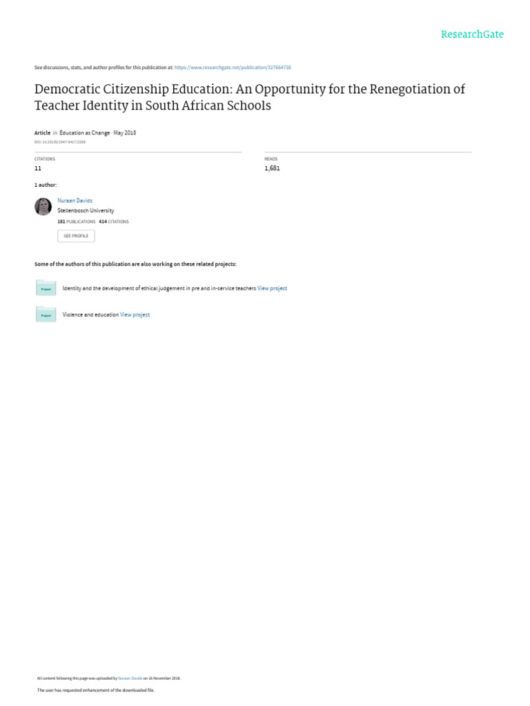 Teacher Identity in South African Education | PDF | Identity (Social ...