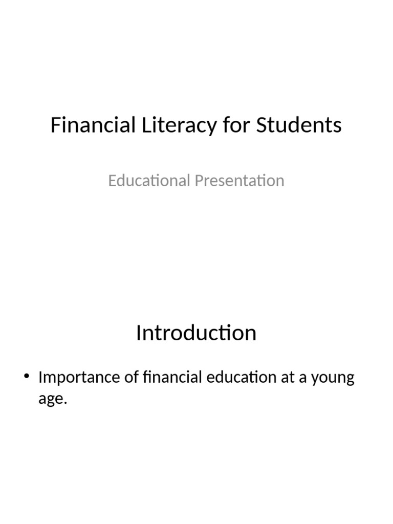 Financial Literacy Basics for Students | PDF