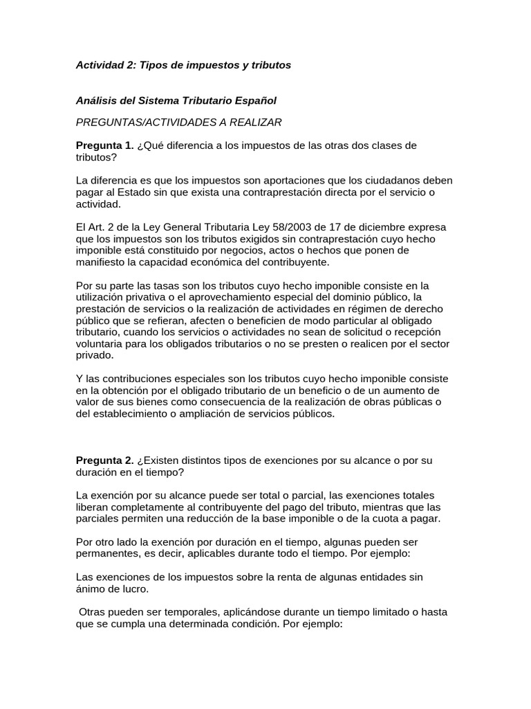Actividad 2 Tipos de Impuestos y Tributos | PDF | Impuestos | Economias