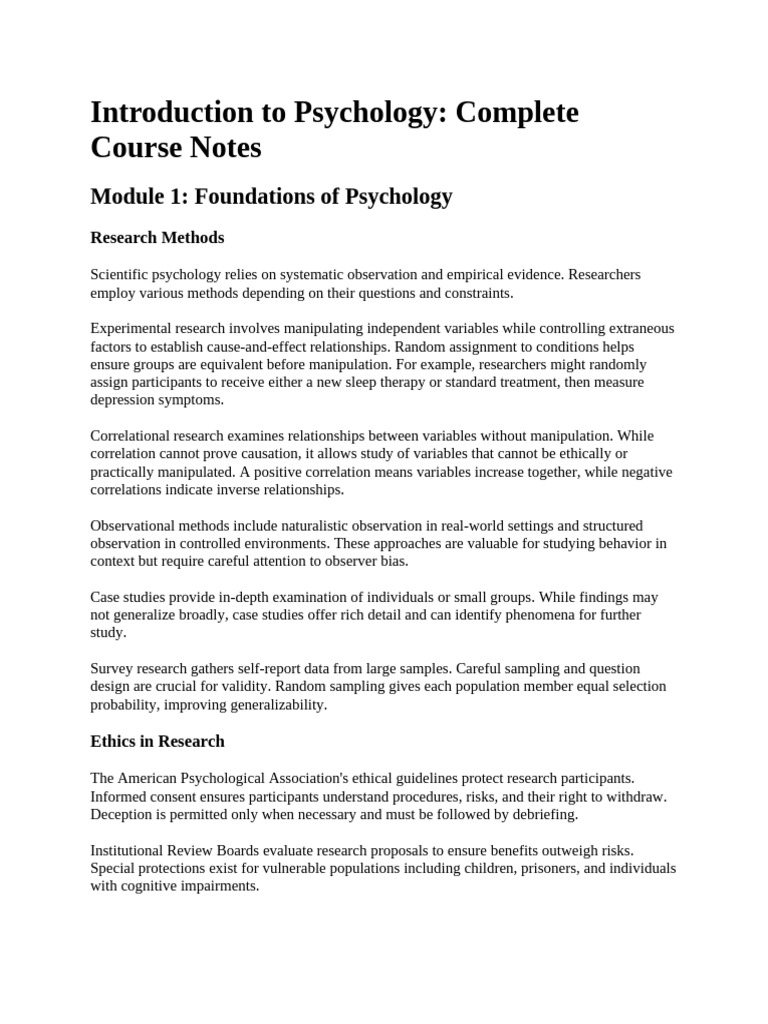 Psychology Research Methods Overview | PDF