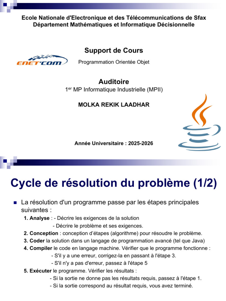 Cours de Programmation Orientée Objet JAVA | PDF | Programmation ...
