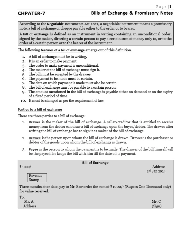 Understanding Bills of Exchange & Promissory Notes | PDF | Negotiable ...
