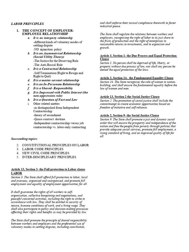 Key Labor Principles Explained | PDF | Employment | Justice