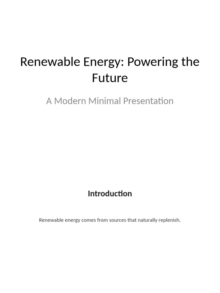 Renewable Energy Sources and Benefits | PDF