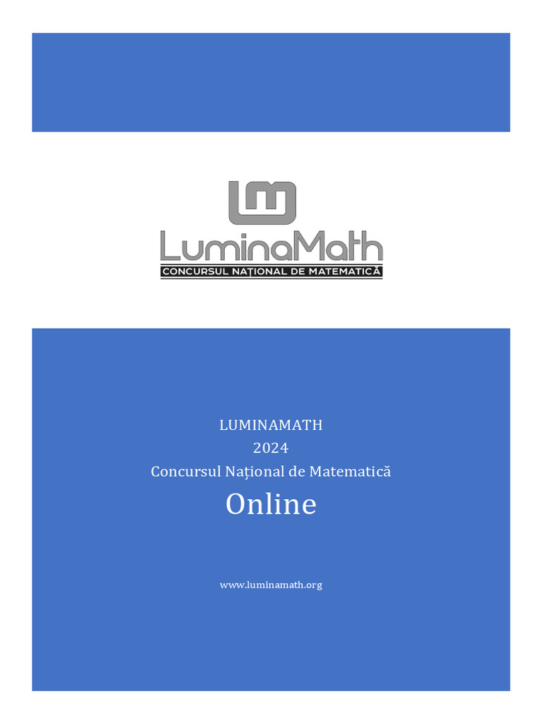 LuminaMath XXVIII 2024 RO ONLINE Frara Raspunsuri | PDF