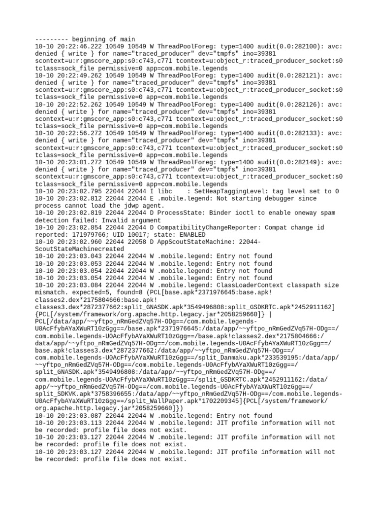 Mobile Legends App Error Logs | PDF | Computing | Operating System ...