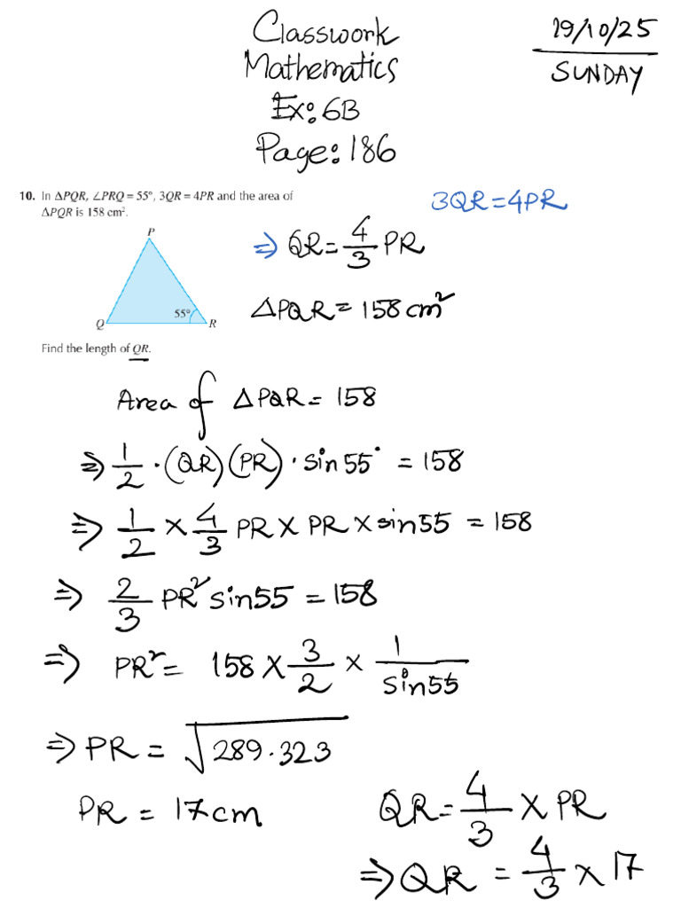 Classwork Mathematics 19.10.25 | PDF