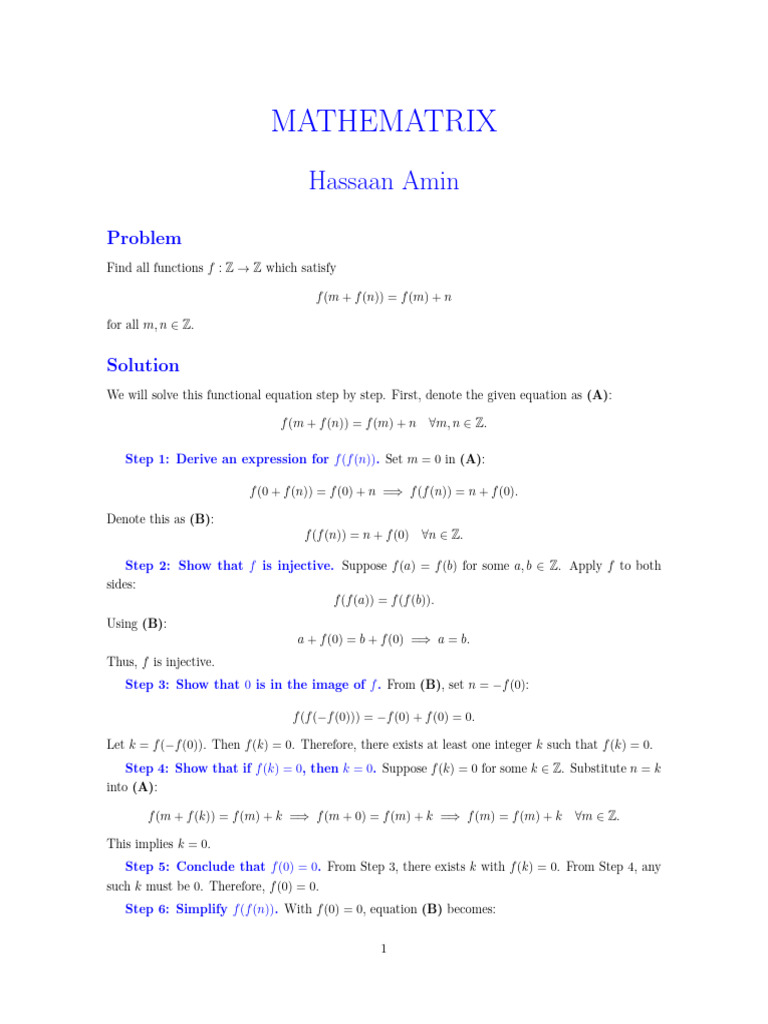 Functional Equation Ez | PDF | Function (Mathematics) | Mathematical ...