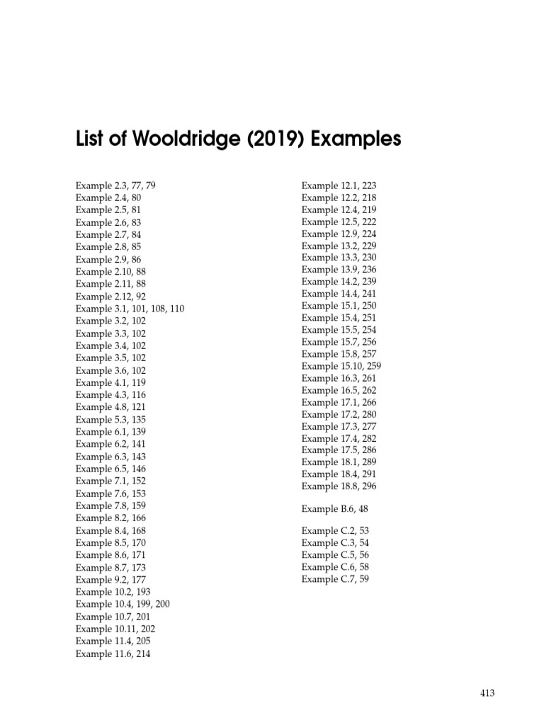 Wooldridge 2019 Examples List | PDF