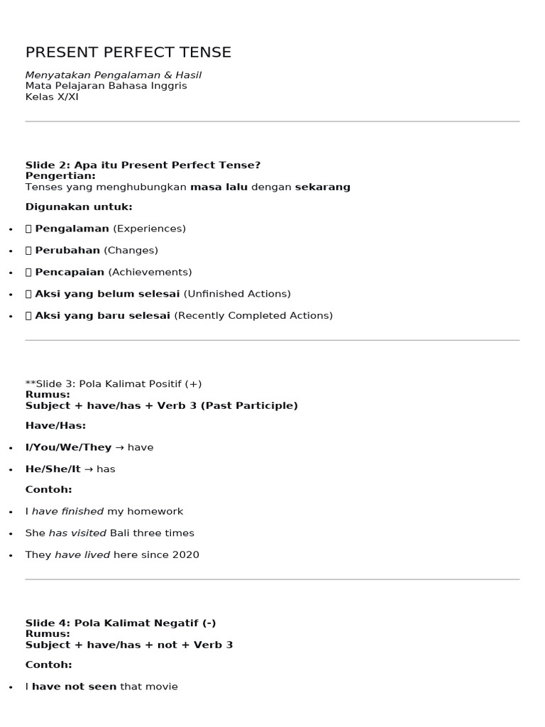 Present Perfect Tense Explained | PDF | Perfect (Grammar) | Syntax