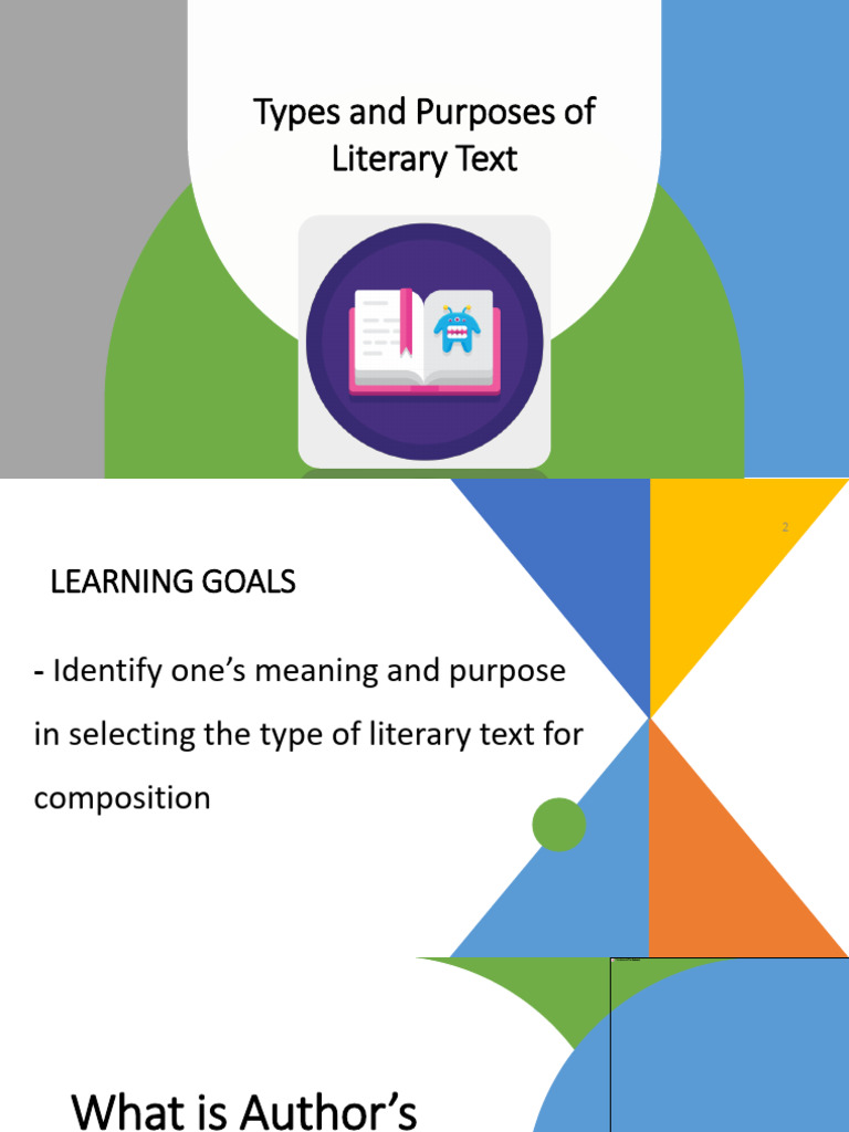 L3-Types and Purposes of Literary Text | PDF | Narrative | Narration