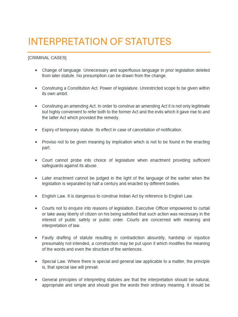 Interpretation of Statutes | PDF | Repeal | Statutory Interpretation