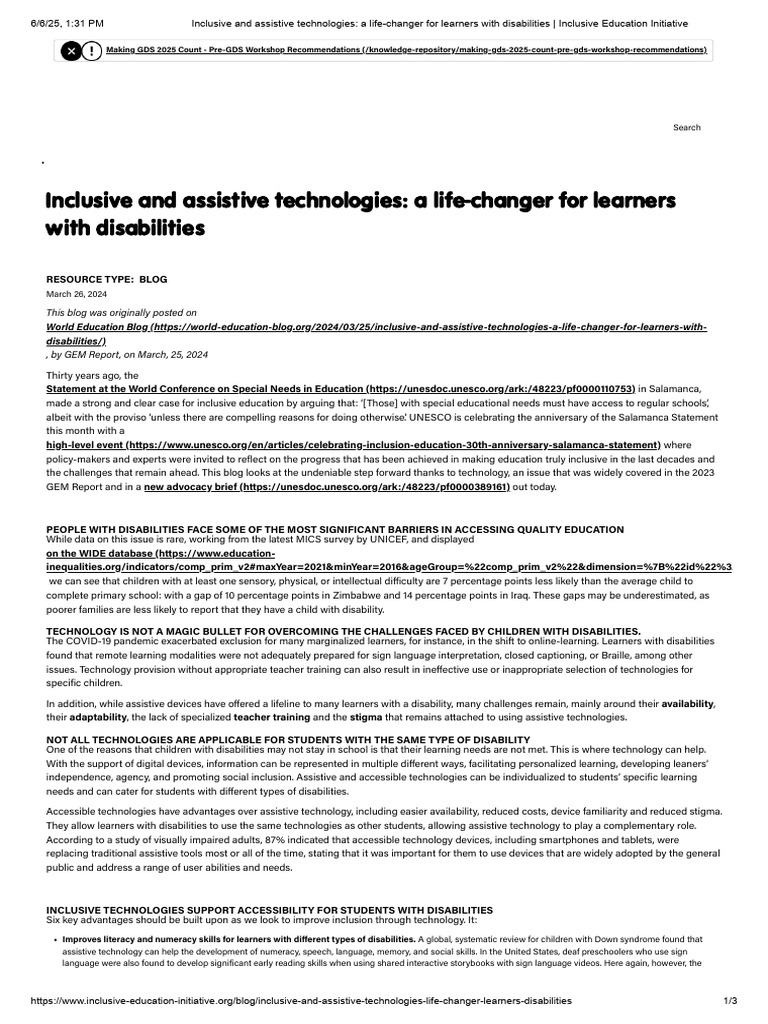 Inclusive Tech for Learners with Disabilities | PDF | Disability ...