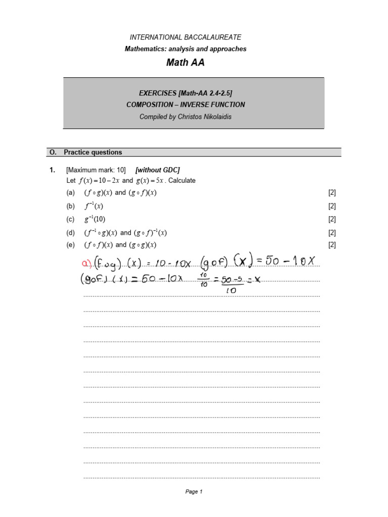(Math-AA 2.4-2.5) COMPOSITION - INVERSE FUNCTION | PDF | Function ...